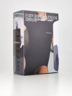 Emporio Armani Bodywear Bodywear 2 Pack Lounge T-Shirt - White/Blue -Barbou Clothing Shop VD64P SQ7 0000000029 MULTI MDd2