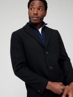 Very Man Faux Wool Over Coat - Black 9 Very Man Faux Wool Over Coat - Black -Barbou Clothing Shop VD6WO SQ5 0000000004 BLACK MDd1