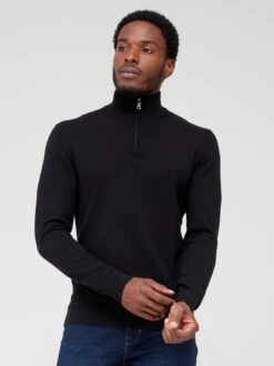 Everyday Cotton Rich 1/4 Zip Jumper - Black 
