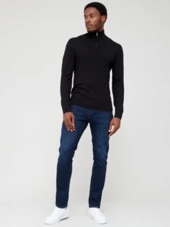 Everyday Cotton Rich 1/4 Zip Jumper - Black  -Barbou Clothing Shop VD6YH SQ3 0000000004 BLACK MDo