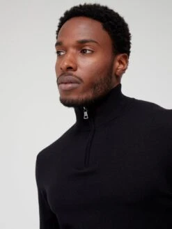 Everyday Cotton Rich 1/4 Zip Jumper - Black  -Barbou Clothing Shop VD6YH SQ4 0000000004 BLACK MDd