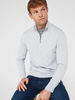 Very Man Mock Shirt 1/4 Zip - Grey -Barbou Clothing Shop VD6YJ SQ4 0000000215 LIGHT GREY MDd