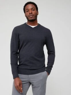 Everyday Cotton Rich V Neck Jumper - Grey