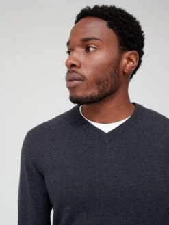 Everyday Cotton Rich V Neck Jumper - Grey -Barbou Clothing Shop VD6YN SQ4 0000000005 GREY MDd