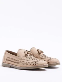 River Island Woven Tassel Loafer - Stone -Barbou Clothing Shop VDRUM SQ4 0000016344 LIGHT NATURAL SLf