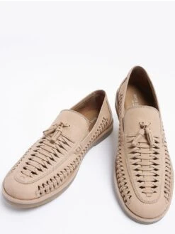 River Island Woven Tassel Loafer - Stone -Barbou Clothing Shop VDRUM SQ5 0000016344 LIGHT NATURAL SLt