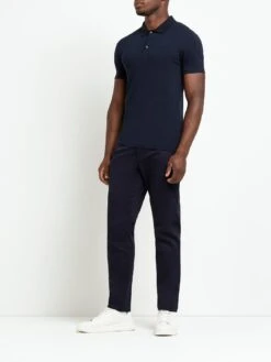 River Island Short Sleeve Basic Muscle Fit Polo - Navy -Barbou Clothing Shop VDRW7 SQ3 0000000048 NAVY MDo