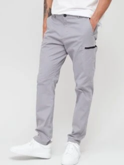 Very Man Garment Dyed Zip Pocket Trousers - Grey