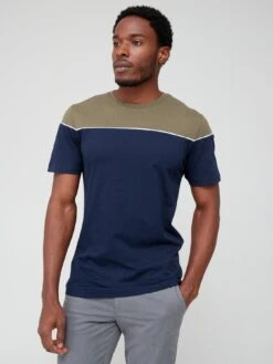Everyday Piped T-shirt - Navy/Khaki