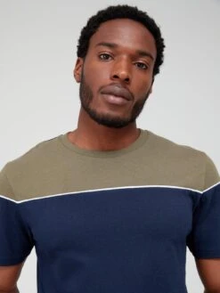Everyday Piped T-shirt - Navy/Khaki -Barbou Clothing Shop VEGO4 SQ6 0000000029 MULTI MDd2