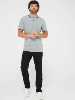 Everyday Two Tone Pique Tipped Polo - Grey -Barbou Clothing Shop VEGOS SQ3 0000000058 KHAKI MDo