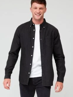 Very Man Long Sleeve Denim Shirt - Black