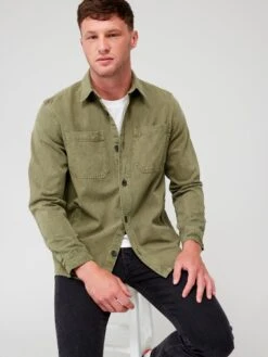 Very Man Overdyed Overshirt - Khaki  -Barbou Clothing Shop VEIDO SQ5 0000000058 KHAKI MDd1