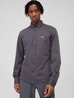 BOSS Biado Regular Fit Longsleeve Shirt - Dark Grey