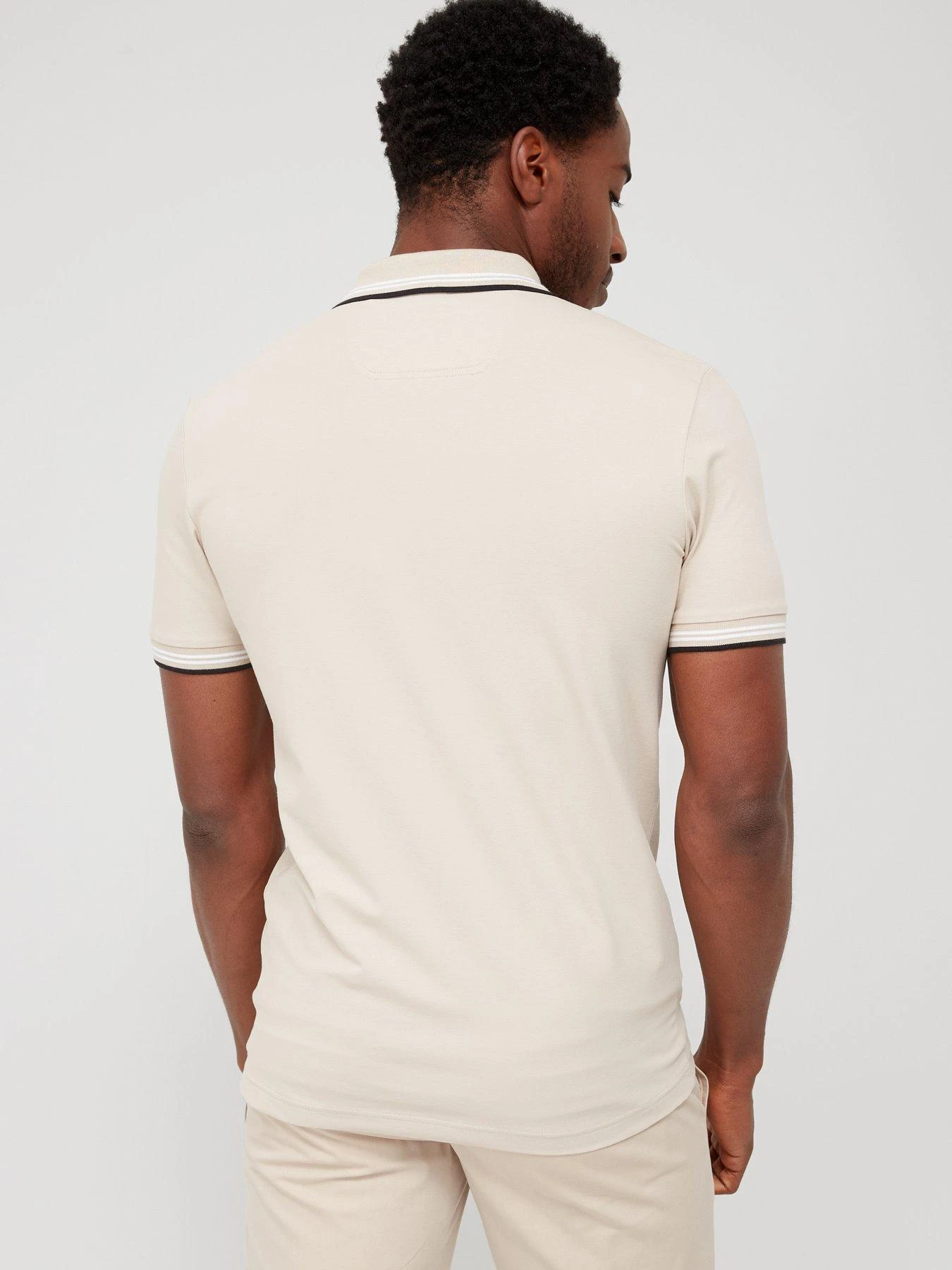 BOSS Paul Curved Logo Slim Fit Polo Shirt - Beige 2 BOSS Paul Curved Logo Slim Fit Polo Shirt - Beige - Image 2