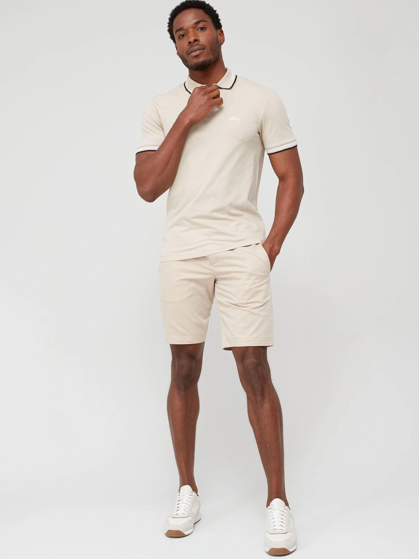 BOSS Paul Curved Logo Slim Fit Polo Shirt - Beige 3 BOSS Paul Curved Logo Slim Fit Polo Shirt - Beige - Image 3