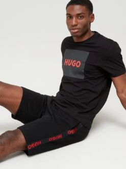 HUGO Sporty Tape Logo Lounge Shorts - Black -Barbou Clothing Shop VFRH1 SQ4 0000000004 BLACK MDd