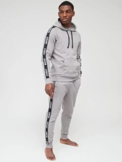 HUGO Sporty Tape Logo Lounge Hoodie - Grey -Barbou Clothing Shop VFRH5 SQ3 0000000005 GREY MDo