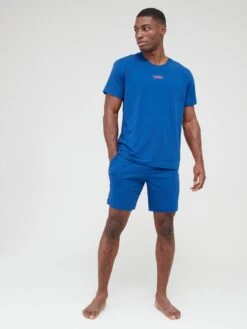 HUGO Bodywear Linked Lounge T-shirt - Blue -Barbou Clothing Shop VFRHW SQ3 0000000048 NAVY MDo