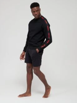 HUGO Sporty Tape Logo Lounge Sweatshirt -Barbou Clothing Shop VFRHZ SQ3 0000000004 BLACK MDo
