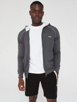 BOSS Bodywear Mix & Match Hooded Lounge Top - Dark Grey 