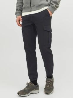 Jack & Jones Joe Cuffed Cargo Trousers - Black