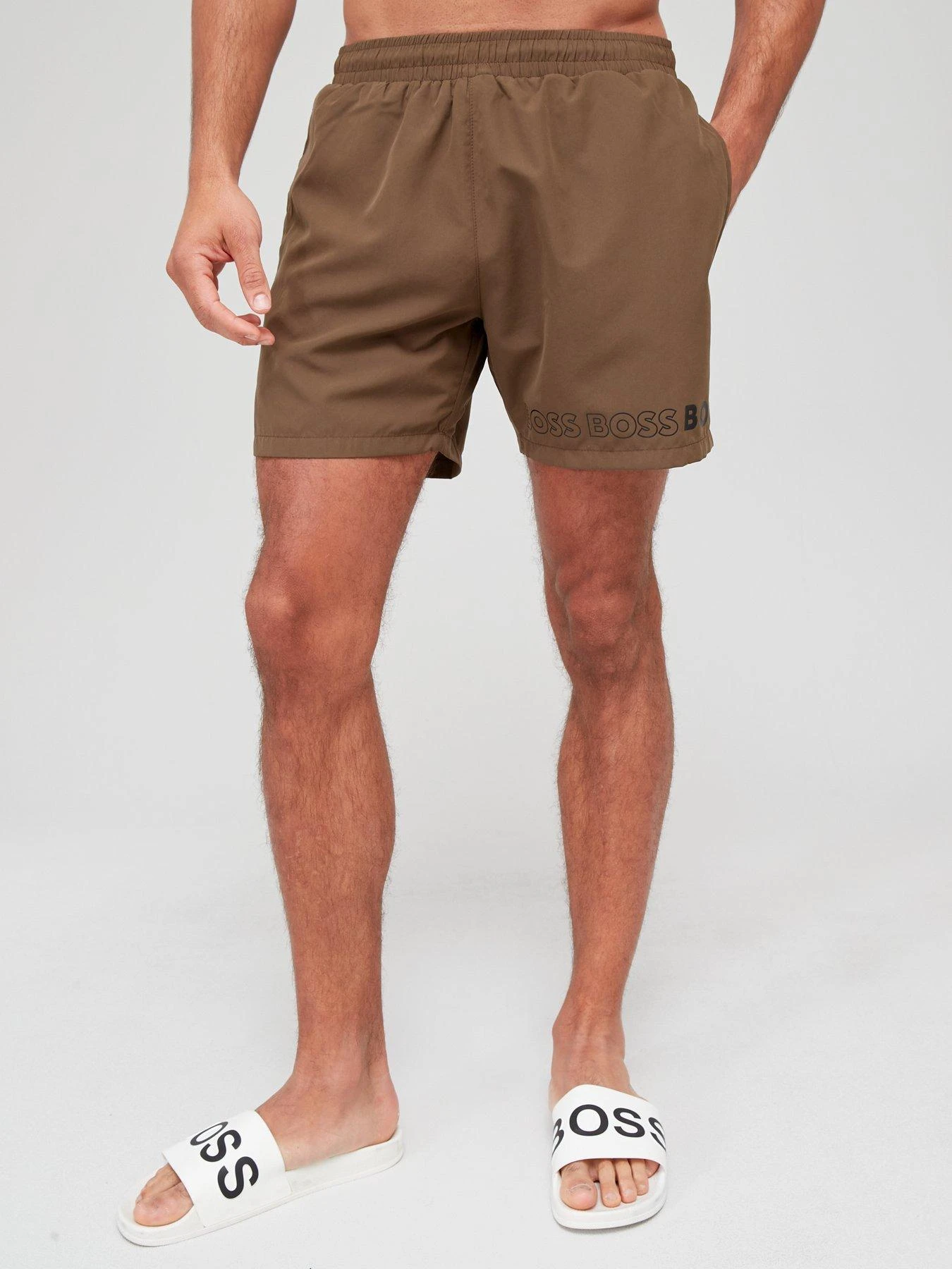 BOSS Dolphin Swim Shorts - Khaki 1 BOSS Dolphin Swim Shorts - Khaki