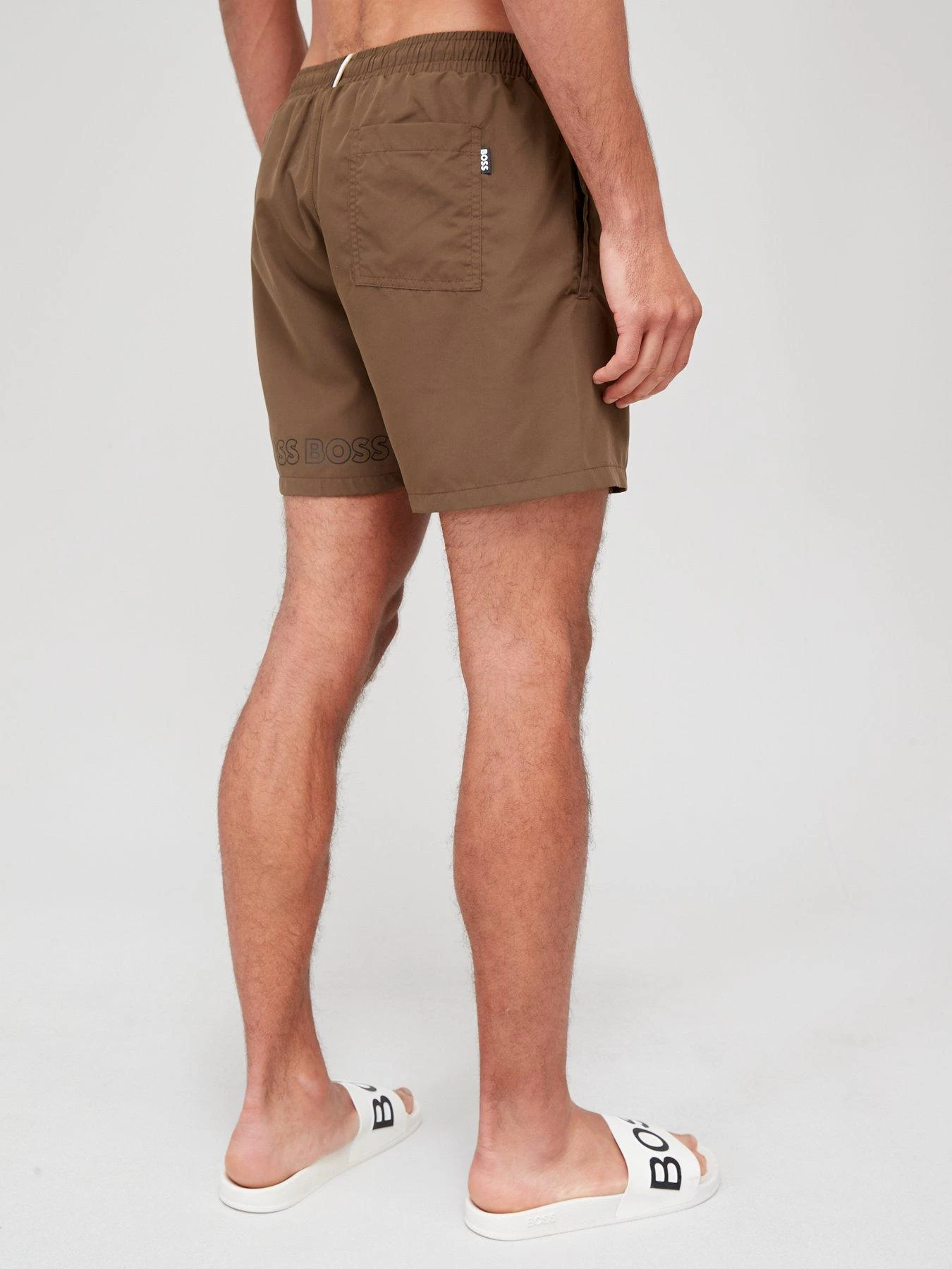 BOSS Dolphin Swim Shorts - Khaki 2 BOSS Dolphin Swim Shorts - Khaki - Image 2