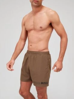 BOSS Dolphin Swim Shorts - Khaki 10 BOSS Dolphin Swim Shorts - Khaki -Barbou Clothing Shop VFSCH SQ5 0000000047 GREEN MDd