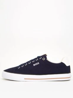 BOSS Aiden Contrast Logo Canvas Trainer - Dark Blue