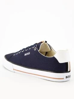BOSS Aiden Contrast Logo Canvas Trainer - Dark Blue -Barbou Clothing Shop VFZBX SQ3 0000000354 DARK BLUE SLf