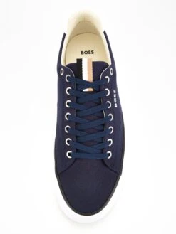 BOSS Aiden Contrast Logo Canvas Trainer - Dark Blue -Barbou Clothing Shop VFZBX SQ4 0000000354 DARK BLUE SLt