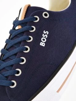 BOSS Aiden Contrast Logo Canvas Trainer - Dark Blue -Barbou Clothing Shop VFZBX SQ6 0000000354 DARK BLUE SLd