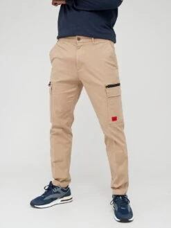 HUGO Glian231d Slim Fit Trousers - Light Brown 