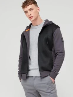 BOSS Werace Zip Through Hoodie - Grey/Black 