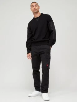 HUGO Sutil Crew Neck Jumper - Black  -Barbou Clothing Shop VFZLR SQ3 0000000004 BLACK MDo