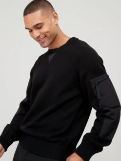 HUGO Sutil Crew Neck Jumper - Black  -Barbou Clothing Shop VFZLR SQ4 0000000004 BLACK MDd