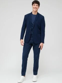 Jack & Jones Jack & Jones Premium Slim Fit Textured Blazer - Navy -Barbou Clothing Shop VG7HK SQ3 0000000048 NAVY MDo