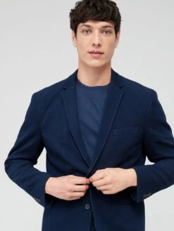 Jack & Jones Jack & Jones Premium Slim Fit Textured Blazer - Navy -Barbou Clothing Shop VG7HK SQ4 0000000048 NAVY MDd