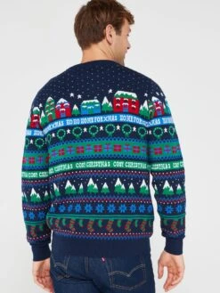 Very Man Men's Family Novelty Fair Isle Christmas Jumper - Red -Barbou Clothing Shop VG88D SQ3 0000000048 NAVY MDb