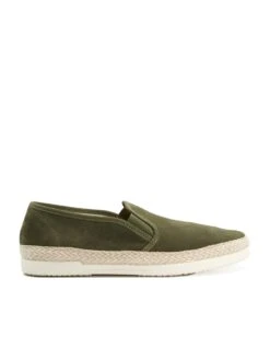 Dune London Dune Francisco Suede Woven Edge Slip On's - Khaki