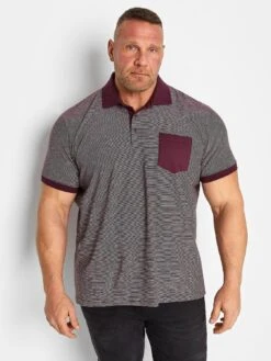 BadRhino Burgundy Stripe Pocket Polo