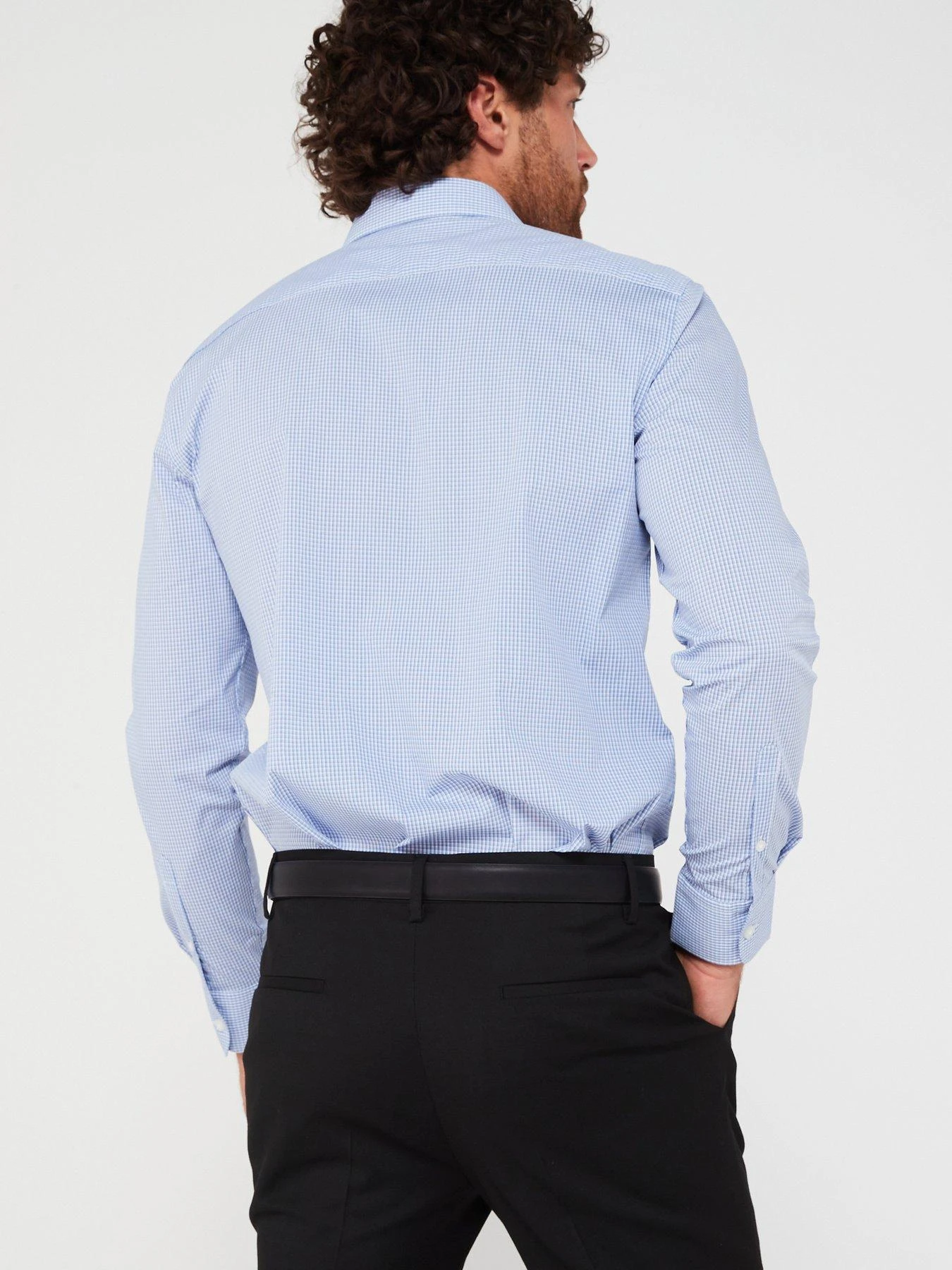 Very Man Formal Micro Check Shirt - Blue/White 2 Very Man Formal Micro Check Shirt - Blue/White - Image 2