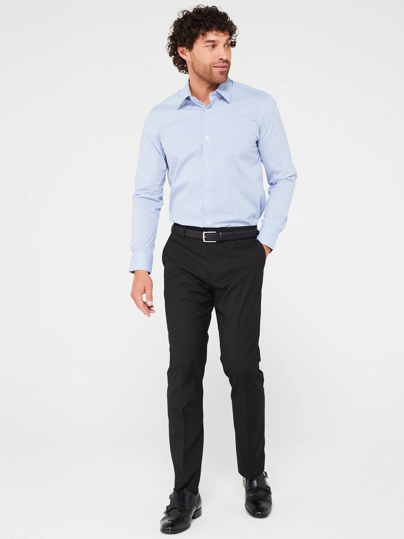 Very Man Formal Micro Check Shirt - Blue/White 3 Very Man Formal Micro Check Shirt - Blue/White - Image 3