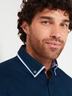 Very Man Formal Navy Textured Double Collar Shirt - Navy -Barbou Clothing Shop VGPPM SQ4 0000000005 GREY MDd