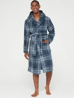 Very Man Check Dressing Gown - Navy -Barbou Clothing Shop VGPQA SQ3 0000000048 NAVY MDo