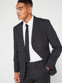 Very Man Regular Fit Textured Check Suit Trouser - Charcoal -Barbou Clothing Shop VGPQI SQ4 0000000005 GREY MDd