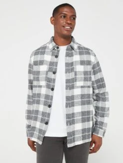 Very Man Brushed Check Shirt - Ecru