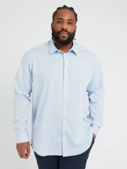Calvin Klein Big & Tall Stretch Poplin Slim Fit Shirt - Blue