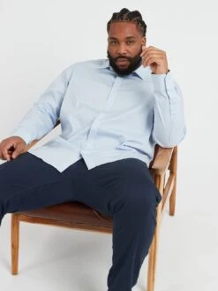 Calvin Klein Big & Tall Stretch Poplin Slim Fit Shirt - Blue -Barbou Clothing Shop VGY88 SQ4 0000000020 BLUE MDd